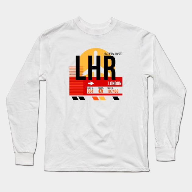 London Heathrow (LHR) Airport // Sunset Baggage Tag Long Sleeve T-Shirt by Now Boarding